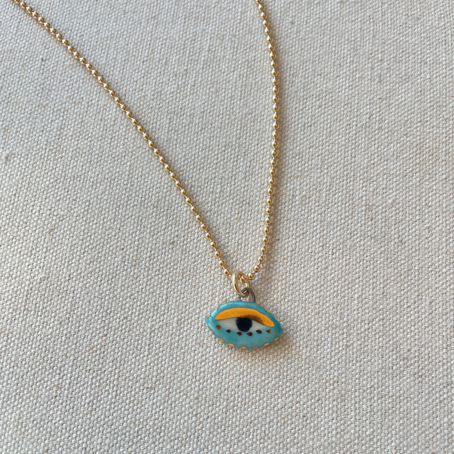 Not so evil eye Charm necklace Turquoise