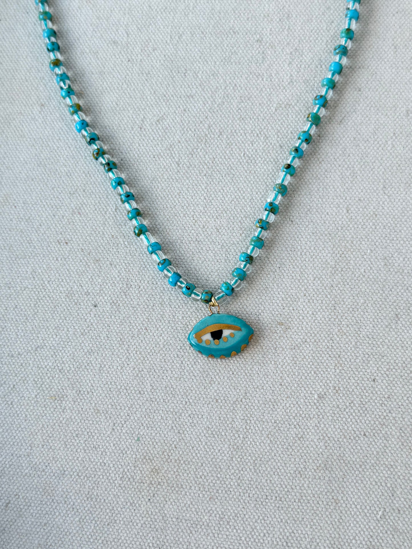 Not so Evil eye Beaded Necklace NEW COLORS
