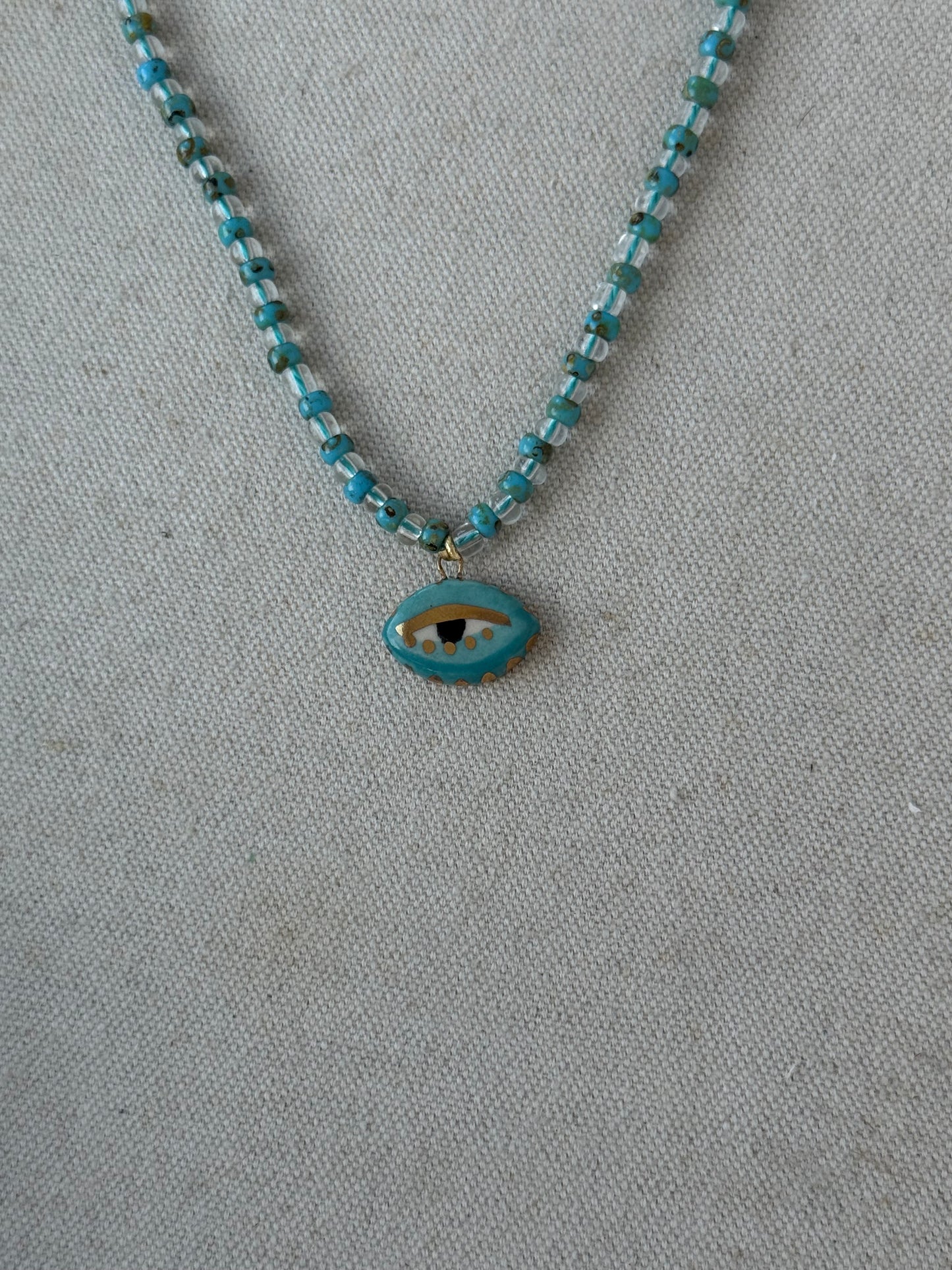 Not so Evil eye Beaded Necklace NEW COLORS