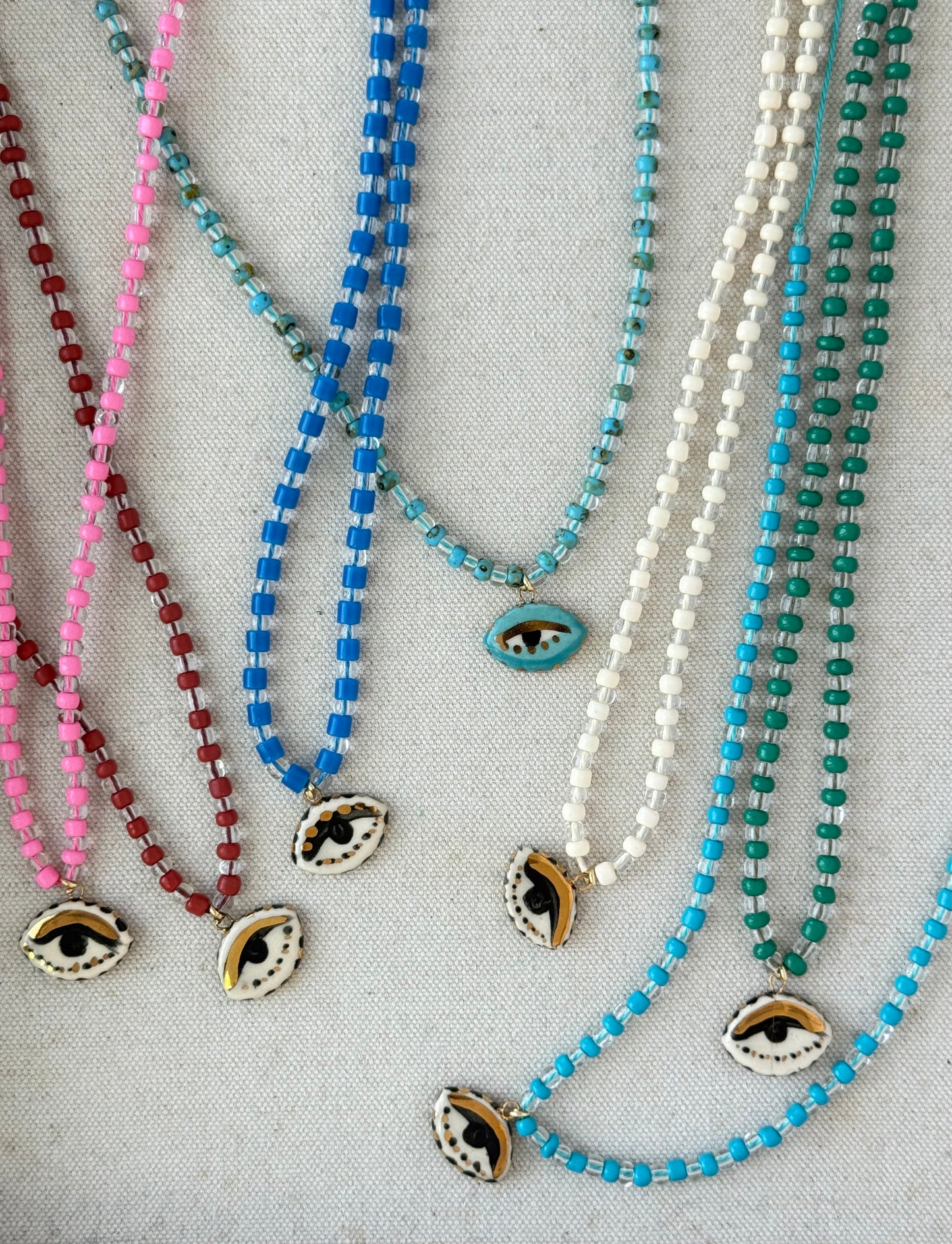 Not so Evil eye Beaded Necklace NEW COLORS
