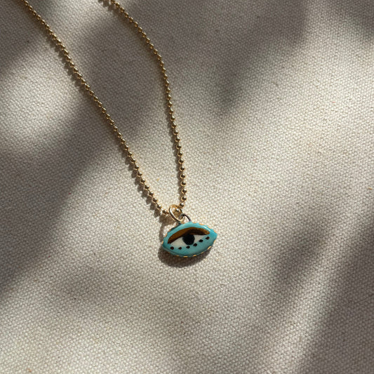 Not so evil eye Charm necklace Turquoise