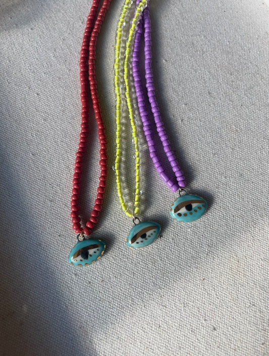 Turquoise Not so Evil eye Beaded Necklace