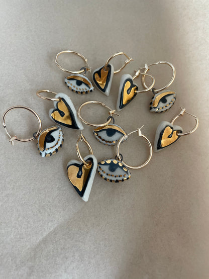 Mismatched Earrings Heart + evil eye