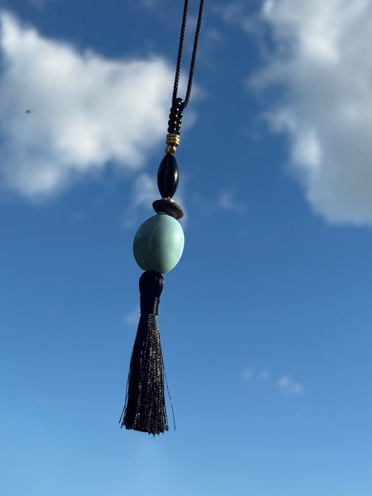 Silk Tassel Amulet long Necklace