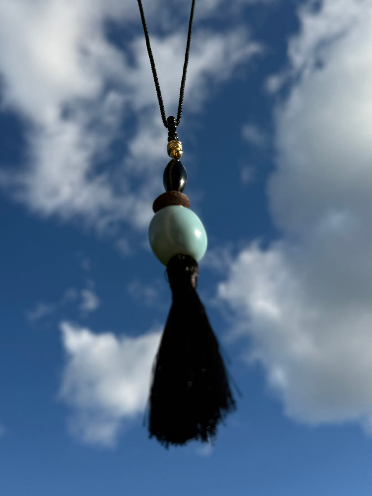 Silk Tassel Amulet long Necklace