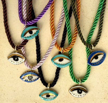 Chunky Not So Evil eye Silky rope necklace