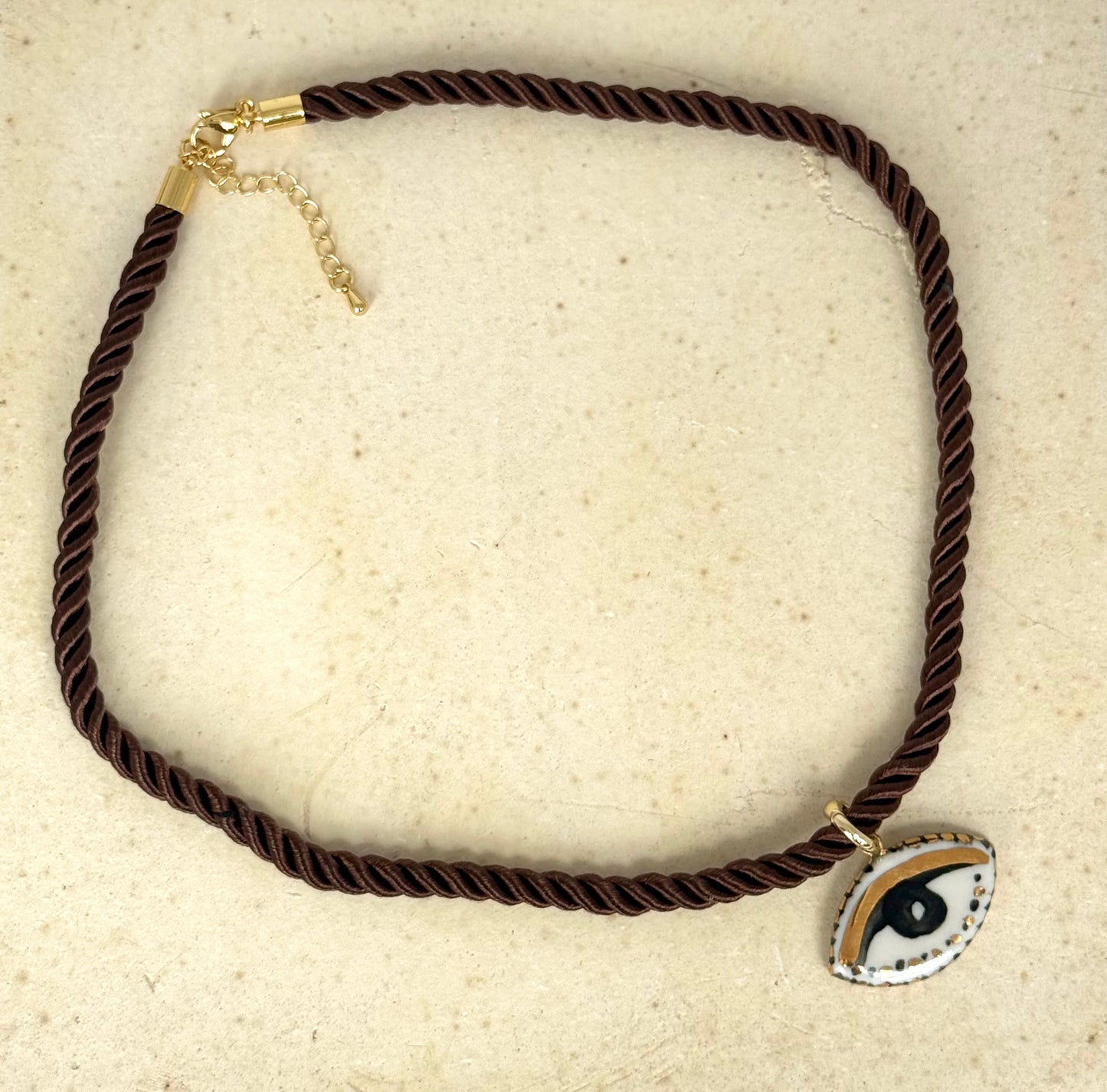 Chunky Not So Evil eye Silky rope necklace