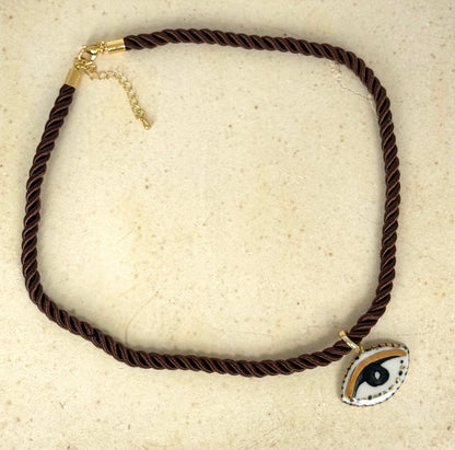 Chunky Not So Evil eye Silky rope necklace