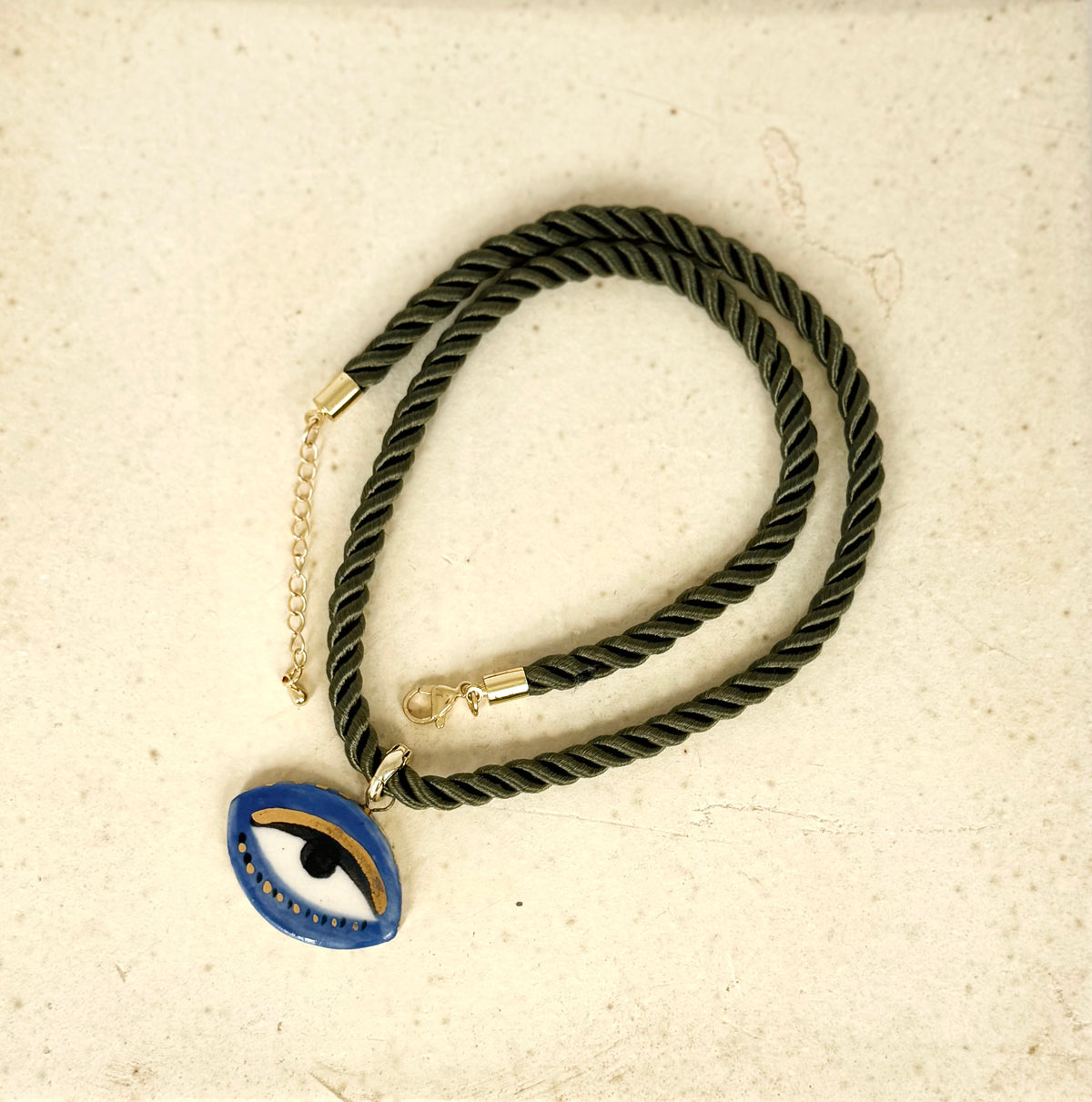 Chunky Not So Evil eye Silky rope necklace