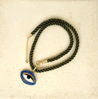 Chunky Not So Evil eye Silky rope necklace