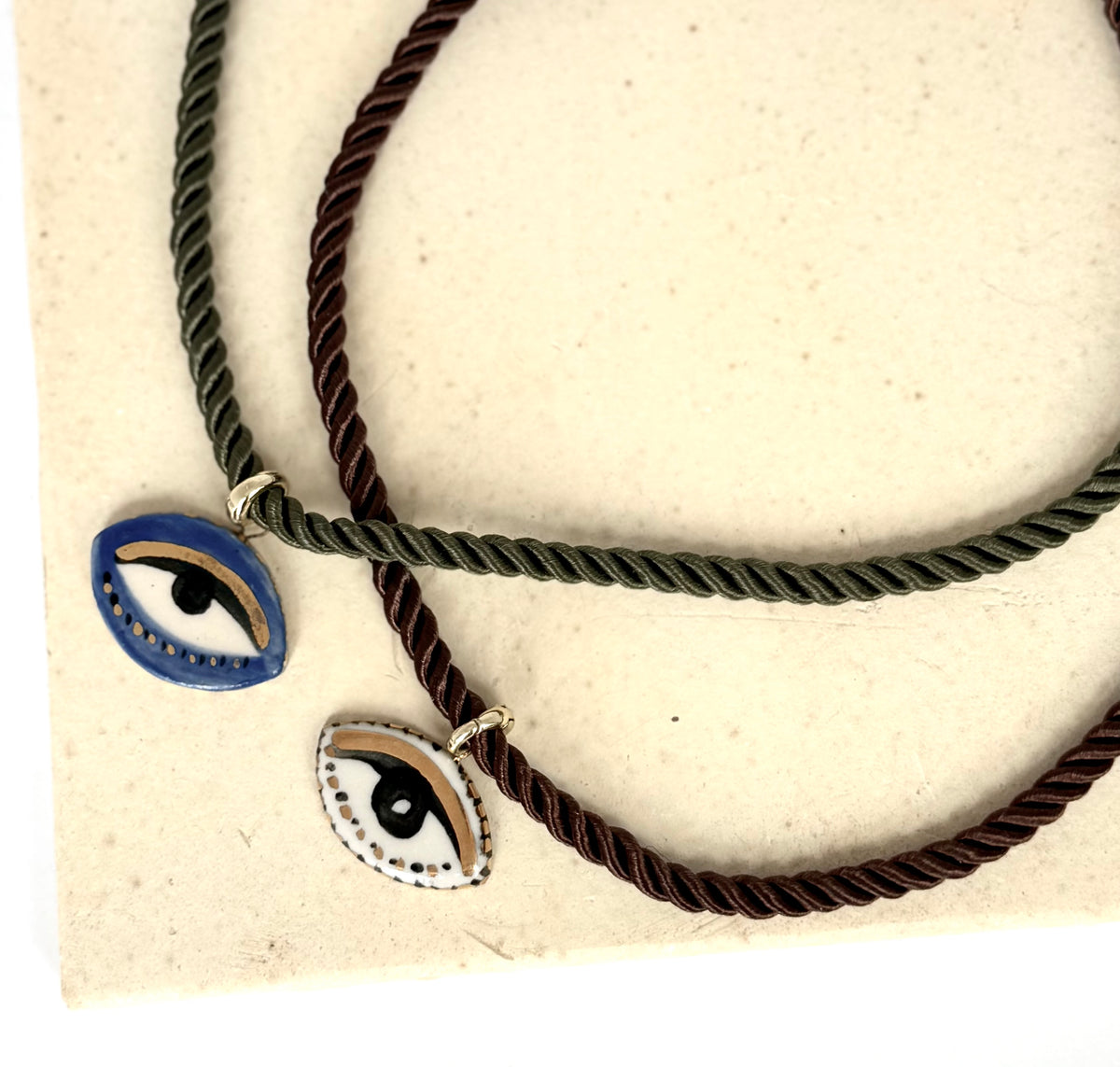 Chunky Not So Evil eye Silky rope necklace