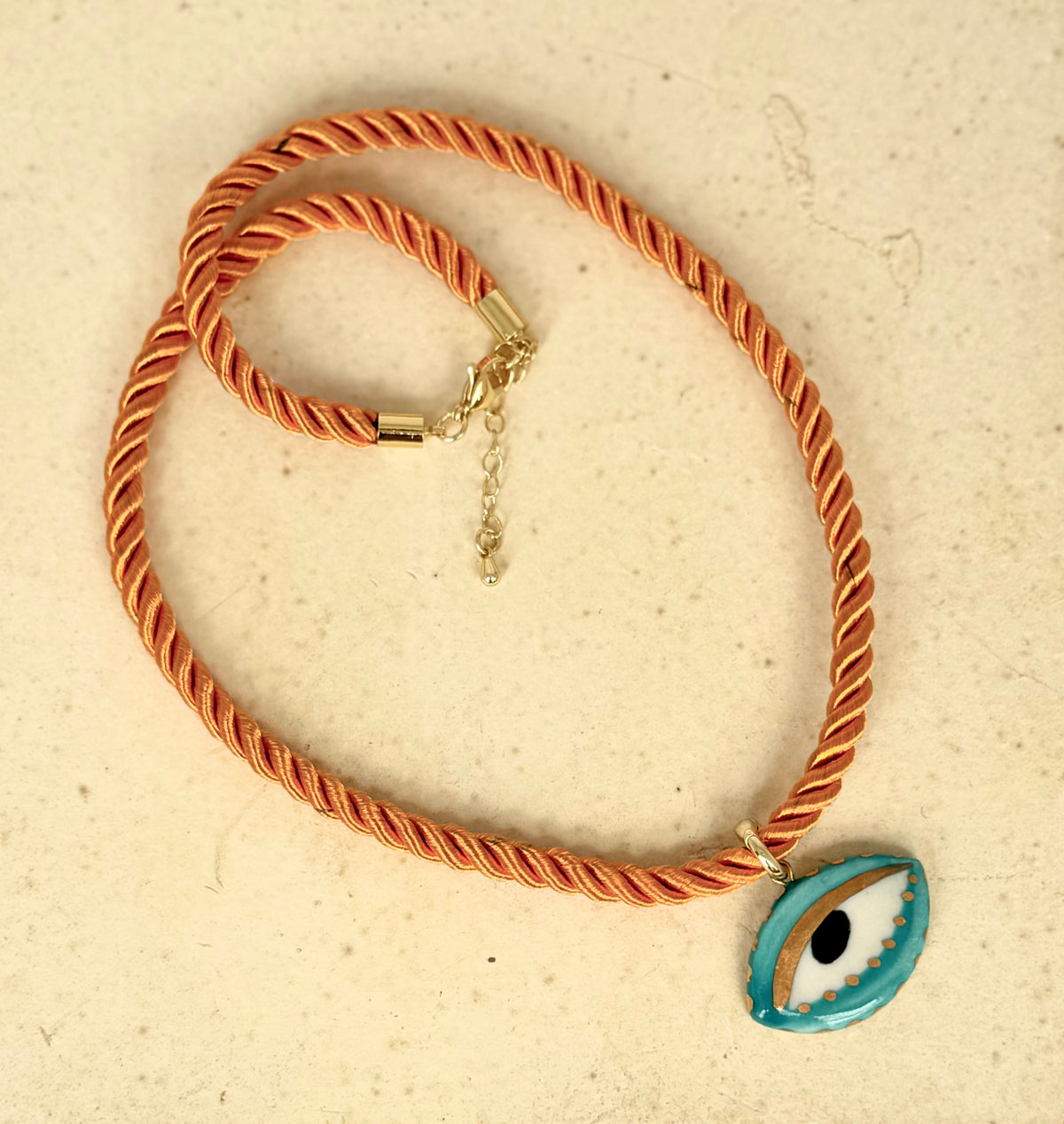 Chunky Not So Evil eye Silky rope necklace