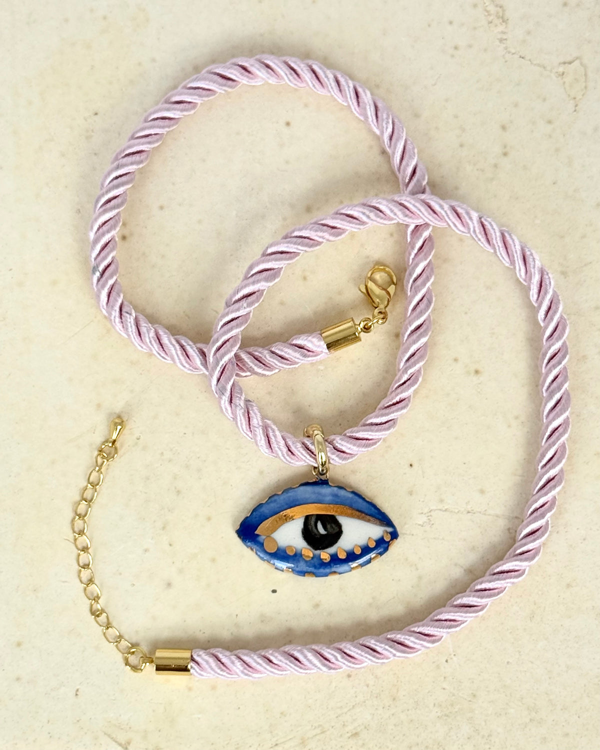 Chunky Not So Evil eye Silky rope necklace