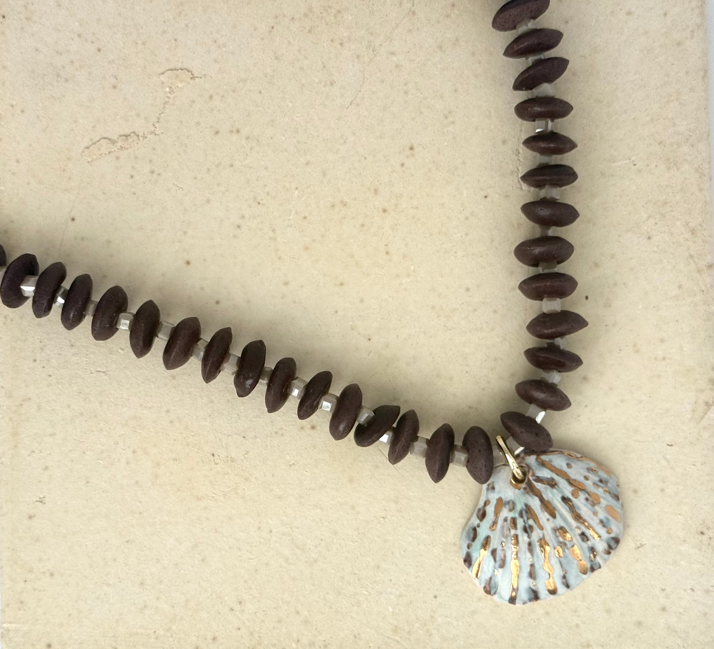 Brown Ashanti Beads Shell Charm Necklace (Copy)