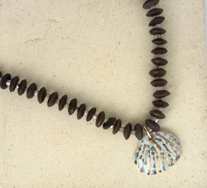 Brown Ashanti Beads Shell Charm Necklace (Copy)