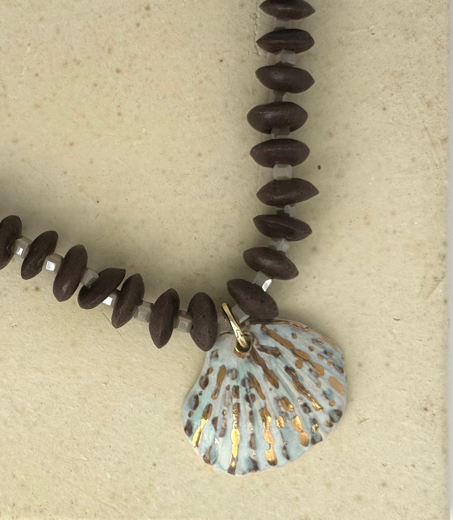 Brown Ashanti Beads Shell Charm Necklace (Copy)
