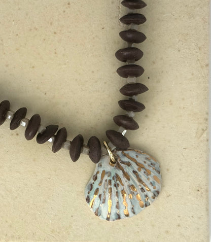 Brown Ashanti Beads Shell Charm Necklace (Copy)