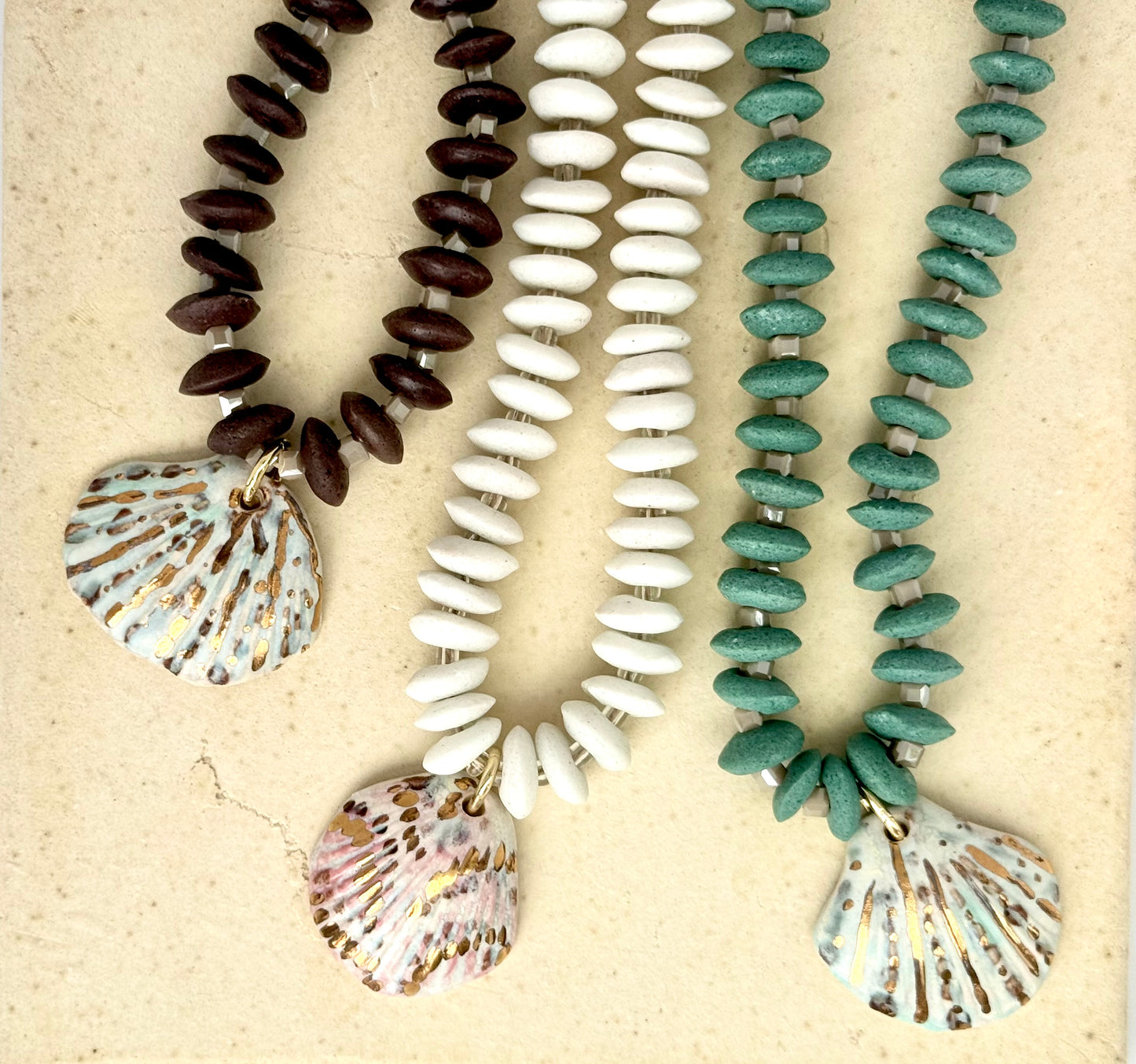 Brown Ashanti Beads Shell Charm Necklace (Copy)