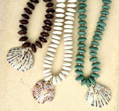 Brown Ashanti Beads Shell Charm Necklace (Copy)