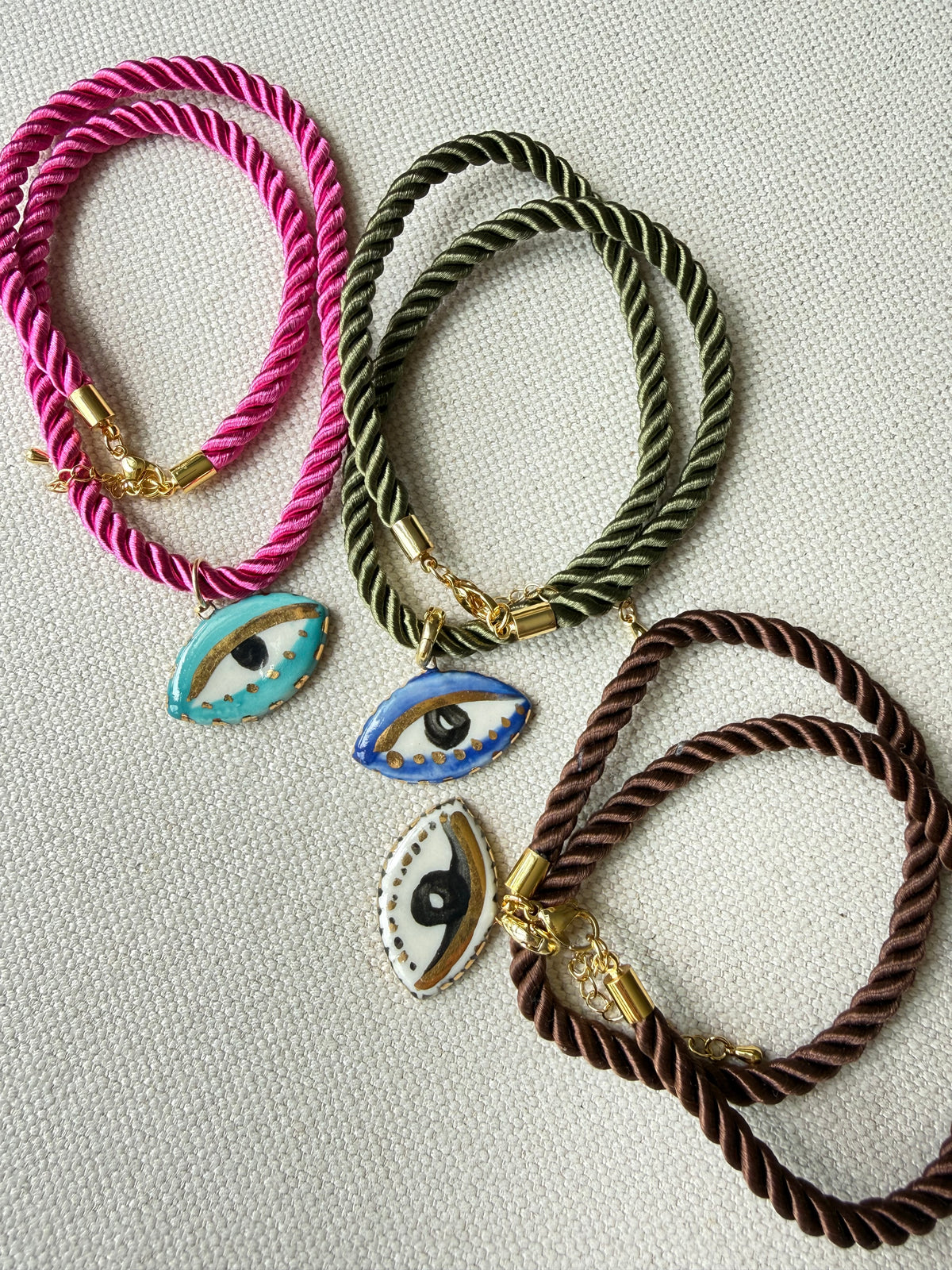 Chunky Not So Evil eye Silky rope necklace