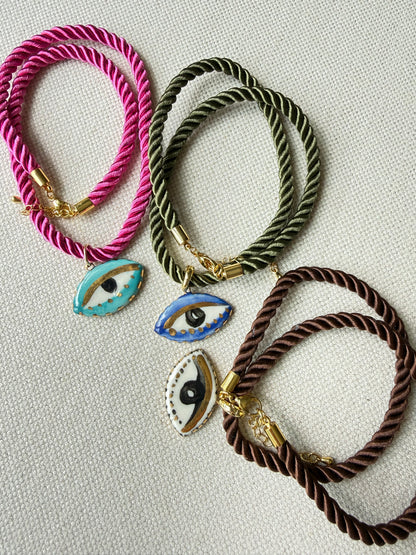 Chunky Not So Evil eye Silky rope necklace