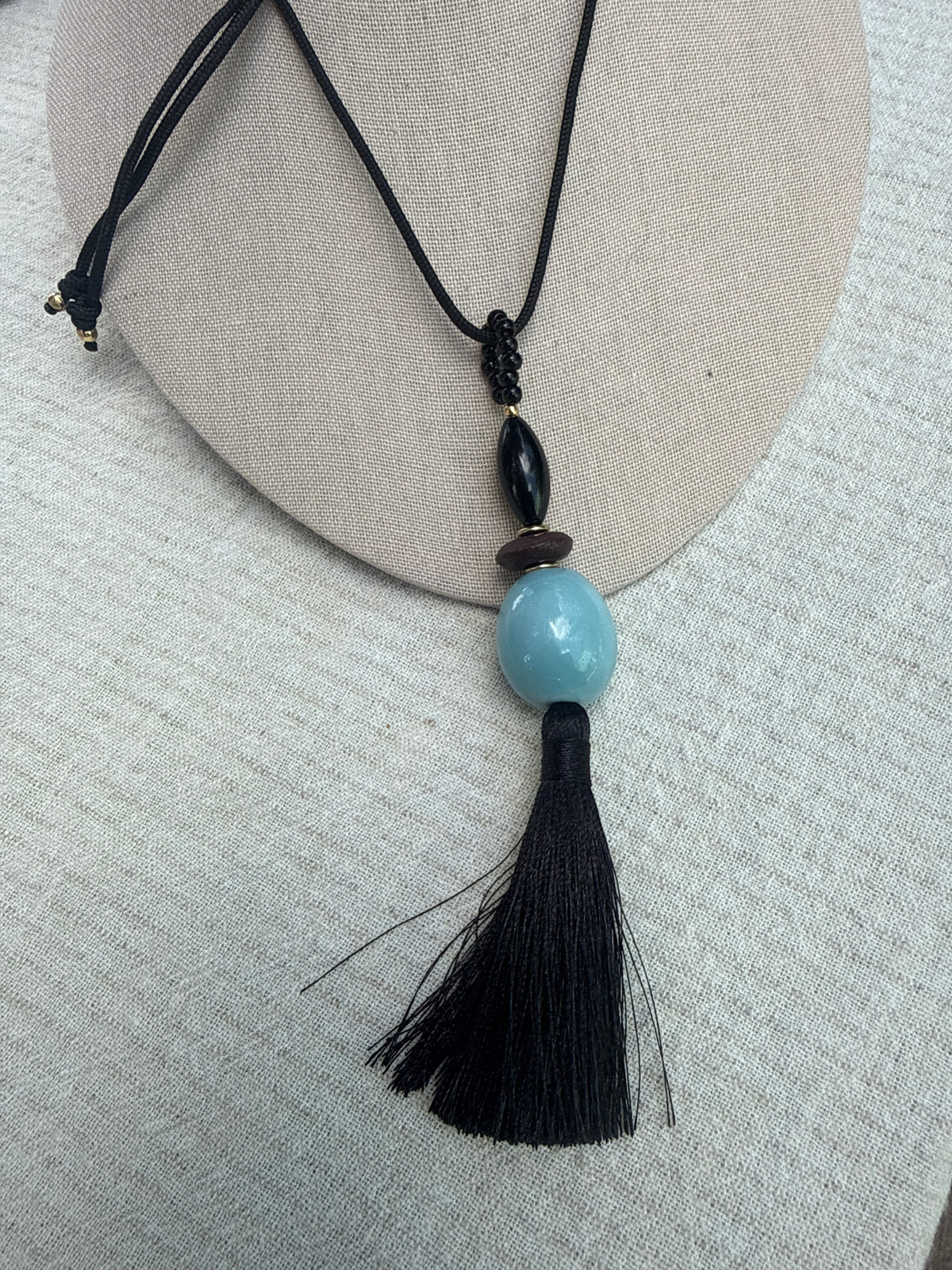 Silk Tassel Amulet long Necklace