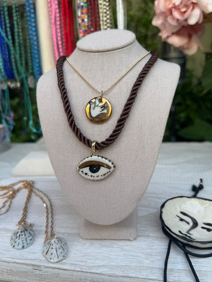 Chunky Not So Evil eye Silky rope necklace