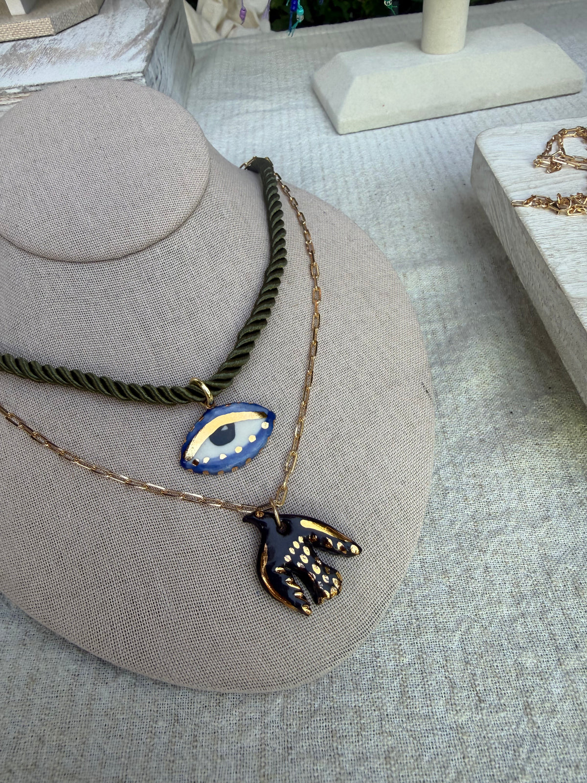 Chunky Not So Evil eye Silky rope necklace