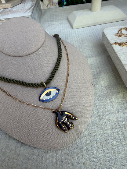 Chunky Not So Evil eye Silky rope necklace