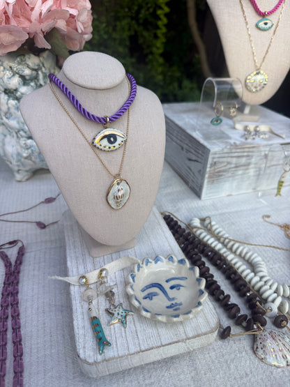 Chunky Not So Evil eye Silky rope necklace