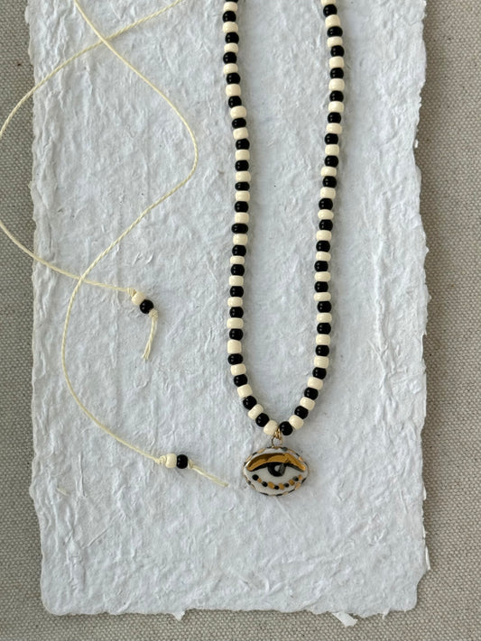 Not so Evil eye Beaded Necklace