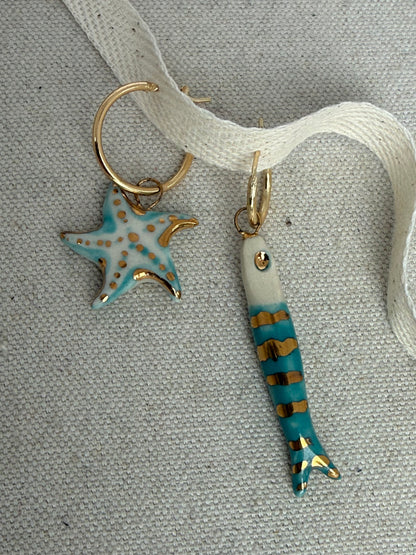 Mismatched catch earrings Turquoise