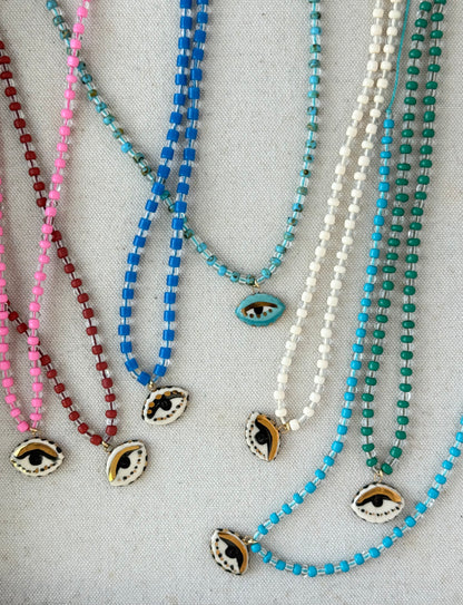 Not so Evil eye Beaded Necklace NEW COLORS