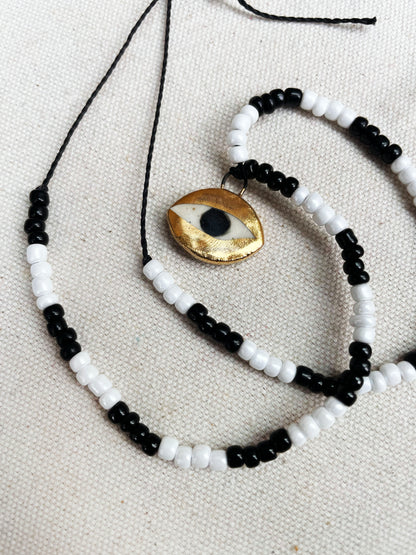 Not so Evil eye Beaded Necklace