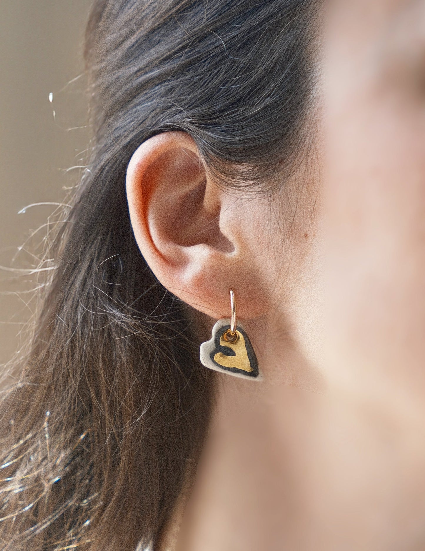 Mismatched Earrings Heart + evil eye